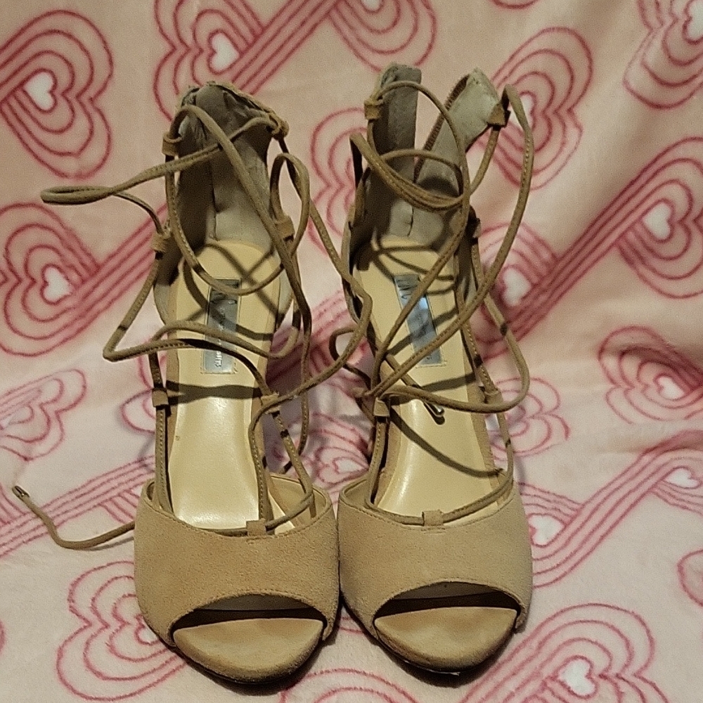 INC International Concepts Tan Lace-Up Heels